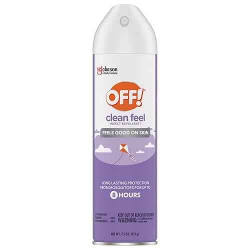 OFF! CLEAN FEEL INSECT REPELLENT AEROSOL WITH 20% PICARIDIN, BUG SPRAY WITH LONG LASTING PROTECTION FROM MOSQUITOES, FEELS GOOD ON SKIN, 7.5 OZ