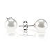 PAVOI 18K Gold Plated 925 Sterling Silver Round Stud White Simulated Shell Pearl Earrings
