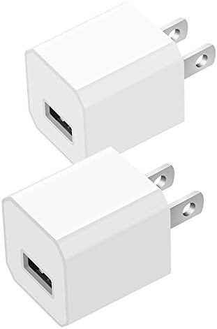 USB Wall Charger, Certified USB 5W 1A Mini Universal Portable Travel Power Adapter High Speed 1.0A Output for iPhone iPad Samsung HTC LG iPod Nokia (White 2 Pack)
