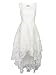 Clothink Women White Floral Print Gauze Panel Multi Layer Sleeveless Dress