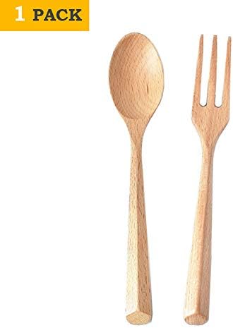 Zhixing Beech Wood Cutlery Set Flatware Include Fork Spoon Hand polished Multipurpose Use For Home Kitchen Gift,2pieces