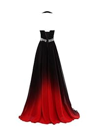 ZVOCY Vestido de graduación de graduación formal de noche con cuentas Ombre de gasa largo vestidos de fiesta