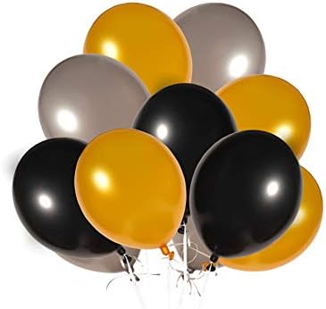 36 Pack Metallic Premium 12 inch Gold Black Silver Party Balloons Birthday Anniversary Wedding Shower Retirement Events