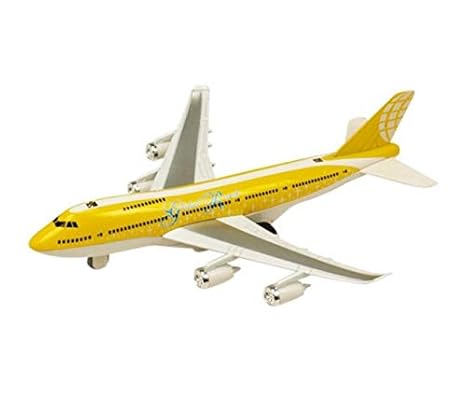 IndusBay 7.5 Inches Diecast Alloy Metal Boeing 787 Airplane Model , Light & Sound Aeroplane Scaled Desk Toy for Kids Yellow
