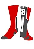 TCK Player Id Red Custom Number Crew Sock (SINGLE SOCK)