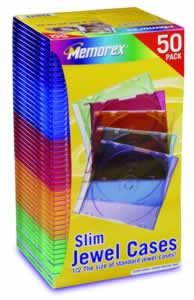 CD/DVD Slim Jewel Cases, Color, 50pk