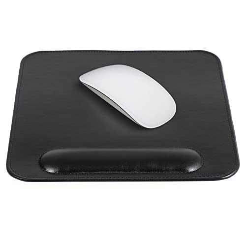 Londo Leather Mouse Pad with Wrist Rest - Ergonomic Desk Pad for Mouse & Trackpad - Non-Slip, Smooth Surface - 8.2 x 8.2