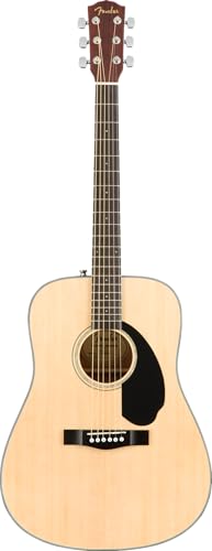 Fender Cd-60S Dreadnought Acoustic Guitar, Walnut Fingerboard, Natural, Comes With Free Virtual Lessons