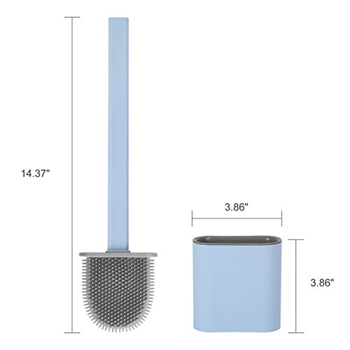 WERFORU Toilettenbürste, praktischer TPR-Bürstenkopf WC Bürste, Keine Tote Ecke Klobürste, Toilettenreinigungsbürste mit Sockel, kein Halter, 1 Stück, blau
