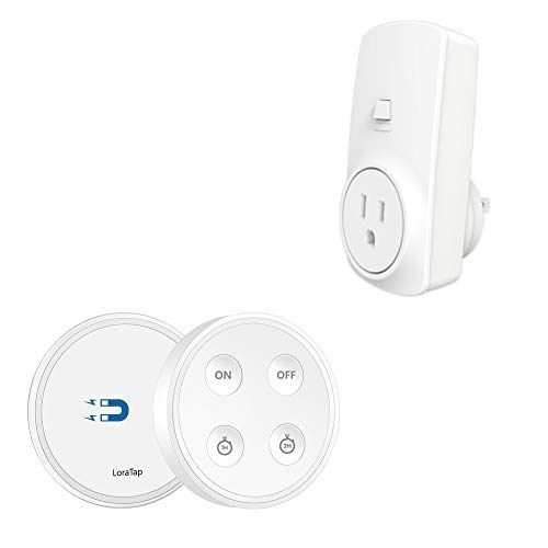 LoraTap Remote Control Outlet Timer with Remote, 656ft Range 1H/2H Countdown Timer Wireless Light Switch for Lighting and Household Appliances, No Hub Required, 10A/1100W, White, 5 Years Warranty