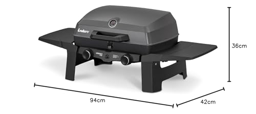 Enders® Gasgrill Urban II Pro, Tischgrill, Grillen-, Kochen- und Backen Funktion, 2 Brenner Edelstahl, mit Grill-Thermometer, Balkon-, Camping-Grill, Aluguss-Gehäuse, Gusseisen-Rost, #2062 7