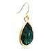 Green Crystal Pear Shape Dangle Earrings In Yellow Gold Tone