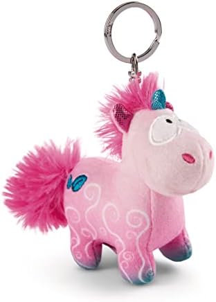 Nici 49100 unicorn Midnight Floral 10cm pink-Sustainable companion cuddly animal pendant lanyard, ring & key holder