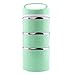 OSPARD Stackable Bento Box Leakproof Lunch Box for Kids School and Adult 43 Ounces (Green, 3 layer)