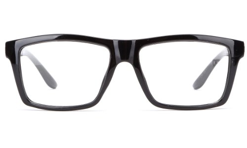 IG Unisex Retro Squared Celebrity Striped Temple Clear Lens Fashion Glasses in Black