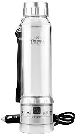 CarBoss Car Electric Kettle Heating Cup 12V 24V Volt Smart Auto Travel Mug Water Boiling Cofee Milk Tea Heater Warmer Thermos Bottle 280ML Cigarette Lighter Charger Black Gold Silver (Silver)
