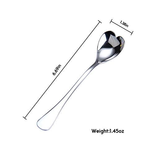 HISSF Coffee Spoon, 18/10 Stainless Steel Dessert Spoon, Espresso Spoons Set of 6, 4.9 inches Heart Shaped Stir Spoon for Tea, Cocktail, Sugar, Ice Cream, Cute Gift for Friends - Thumbnail 5
