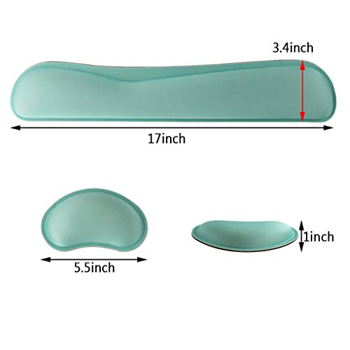 Poualss Memory Foam Set Keyboard and Mouse Wrist Pad Rest,Cushion Support for Office,Gaming,Computer,Laptop and Mac,Pain Relief& Easy Typing,Green Wrist Rests