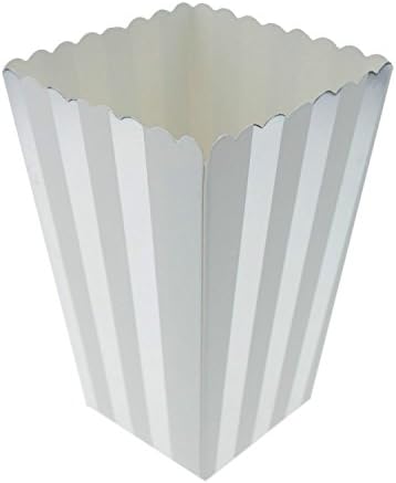 Vivi.S Stripe Popcorn Boxes Party Supplies 4.5''2.8''2'' Silver(Boxes Only)