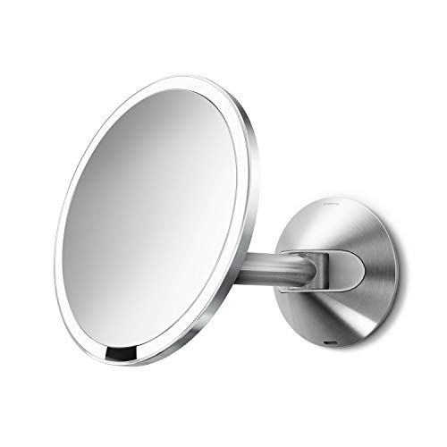 simplehuman ST3002 20cm Wall Mount Rechargeable Sensor Mirror, Light Up Bathroom Makeup
