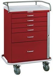 MSEC By Harloff, QUICK SHIP PROGRAM, 6 Drawer Tall Emergency Cart Standard Package - Red