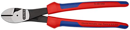 Knipex Kraft-Seitenschneider schwarz atramentiert, mit Mehrkomponenten-Hüllen 250 mm 74 02 250 – Bild 4