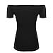 Women's Short Sleeve Vogue Fitted Off Shoulder Modal Blouse Top T-shirt, Black, Medium