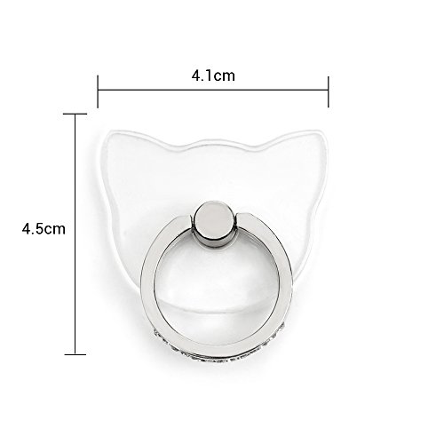 Mavis's Diary 2 Pcs Ring Stand Holder Transparent Cat Universal 360 Degree Rotating Phone Metal Buckle Tablet Finger Grip Kickstand for All Phones Tablets - Sliver & Rose Gold