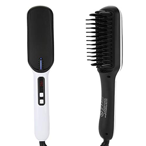 Portable Anion Hair Straightener Brush Frizz-Free Straightening Hair Brush Hair Care Straight Heated Comb with Temperature Inductor EU Plug