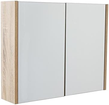 House and Homestyle Light Wood Double Mirror Door Bathroom Cabinet Wall Mountable Storage Unit