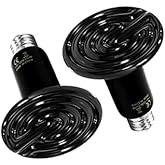 100W 2PACK Black Ceramic Heat Lamp Bulb, Infrared Reptile Heat Emitter Bulbs Heater Lamp for Pet Brooder Coop Chicken Lizard 
