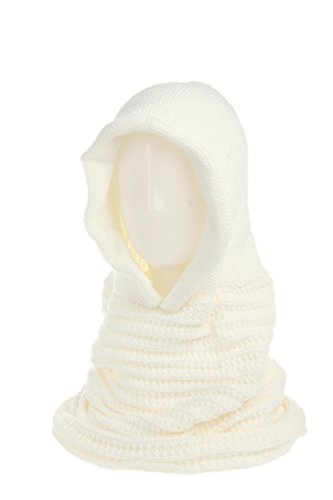 Angela & William Unisex Handmade Warm Hooded Scarf and Poncho Pullover (OFF WHITE)