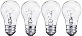 4 Pack 60A15/CL - 60 Watts A15 Incandescent Oven Bulb - Appliance Bulb - Clear Finish - Medium (E26)