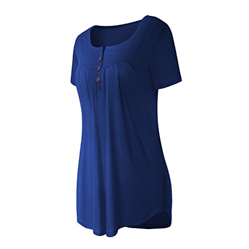 Neitade Women Tops and Blouses Plus Size Tunics For Women To Wear With Leggings Navy Blue XXL