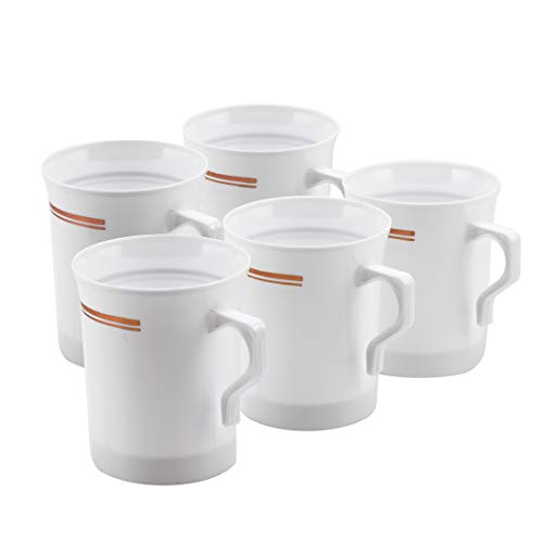 50 Heavyweight Disposable Plastic 8 oz. Coffee Mugs with Rose Gold Trim