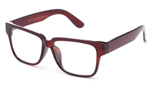 Newbee Fashion - Unisex Thick Squared Frame Quality Build Sturdy Square Clear Lens Fashion Glasses for Men & Women