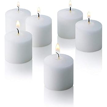 Light In The Dark White Votive Candles - Box of 72 Unscented Candles - 10 Hour Burn Time - Bulk Candles for Weddings, Parties, Spas and Decorations