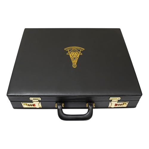 Premium Masonic Apron MM/WM Briefcase Past Master Gold Emblem – Freemason Regalia Hard Case & Leather Bags