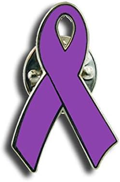 3/4" Purple Awareness Ribbon Pin - Hodgkin’s Lymphoma, Lupus, Violence Against Women, Alzheimer’s Disease