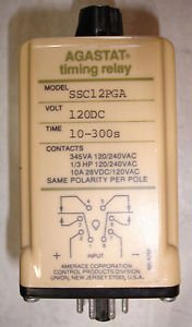 Agastat Timing Relay SSC12PGA 120VDC Adjustable 10-300 sec ping