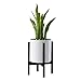 FaithLand Plant Pot 10 inch - Perfectly Fits Mid-Century Modern Plant Stand - Drainage Plug and Drainage Mesh Screen - Matte White Planter Pot