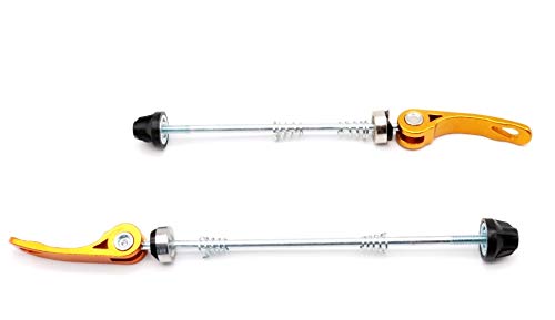 Multi colour bicycle quick release skewer set, front and rear, black, Gold