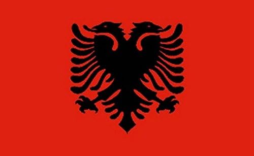 Albania Flag 5ft x 3ft Large - 100% Polyester - Metal Eyelets - Double Stitched