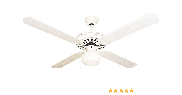 Bastilipo Ayamonte Ventilador de Techo con Luz E27, 60 W, Blanco, 132 x 47 cm