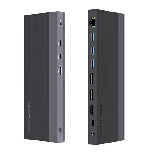 WAVLINK 12-in-1 USB-C Docking Station, 100W Power Delivery, 2DP+HDMI, 4 USB-A, 2 USB-C Gigabit Ethernet 10 GPS, Triple Display Laptop Docking Station.