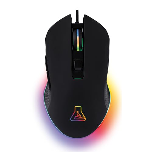 Kult Helium USB-Gamer-Maus mit Kabel - Optischer Sensor mit 800 bis 6400 DPI, 7-farbige LED-Hintergrundbeleuchtung, 6 Tasten - PC Mac Xbox One PS5 (Kabelgebunden)