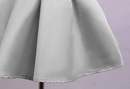 AYOMIS Flower Girl Pageant Dress Kids Party Embroidery Wedding Dresses 2-9 Years(Silver,5-6Y)