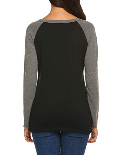 Locryz Women Funny Halloween Pumpkin Long Sleeve Raglan Baseball Fall Graphic Tee Tops Black Floral L