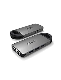 ATZEBE USB C Hub, USB Tipo C adaptador con 4K HDMI, 60w suministro de energía, Gigabit Ethernet, 3 USB 3.0, SD y Micro SD tarjetas de ranura 8 en 1 multipuerto convertidor