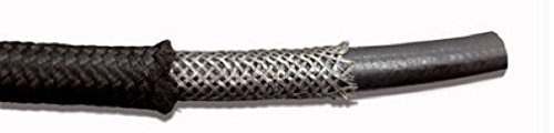 Autobahn88 Synthetic Rubber Hose with Dual-layer Braided (Lightweight Fiber + Stainless Steel) for Fluids : Fuel, Oil, Water, Coolant, Methanol. Black. (-6AN, 5 Feet)
